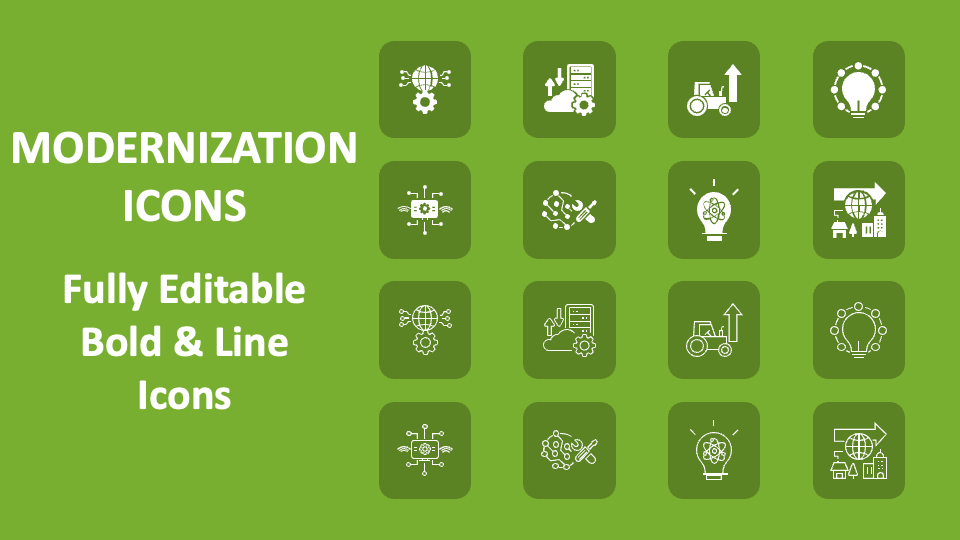 Modernization Icons For PowerPoint And Google Slides - PPT Slides