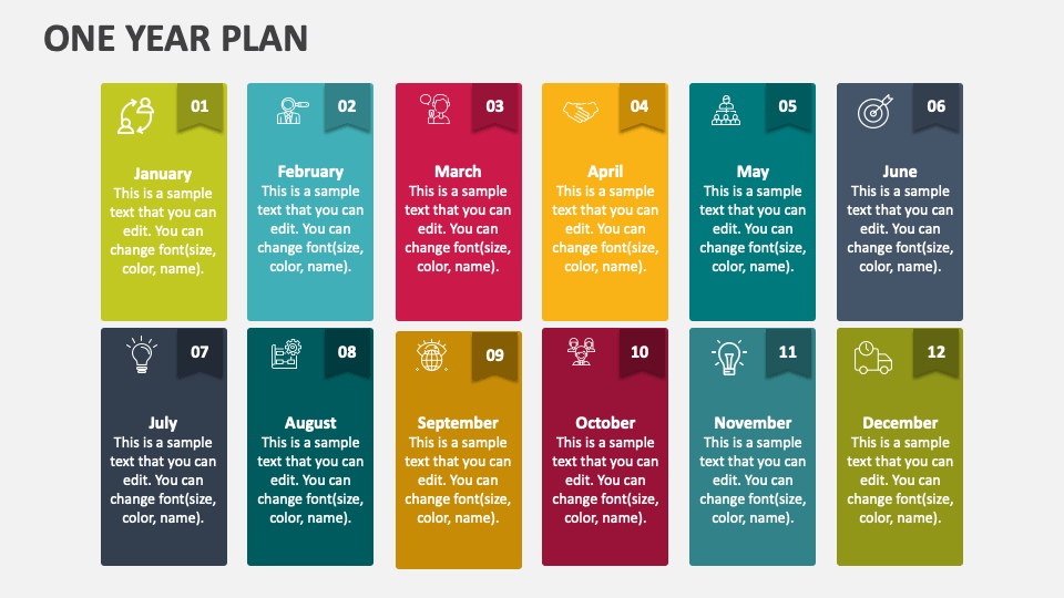 Kế hoạch 1 năm là bước đầu tiên quan trọng để thực hiện mục tiêu dài hạn của doanh nghiệp. Với mẫu powerpoint kế hoạch 1 năm chất lượng này, bạn sẽ có một công cụ hiệu quả để lập kế hoạch, định hướng tài chính và đưa ra các hoạt động cụ thể trong đợt kế hoạch 1 năm.