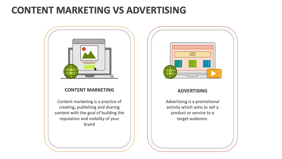 Content Marketing Vs Advertising PowerPoint and Google Slides Template ...