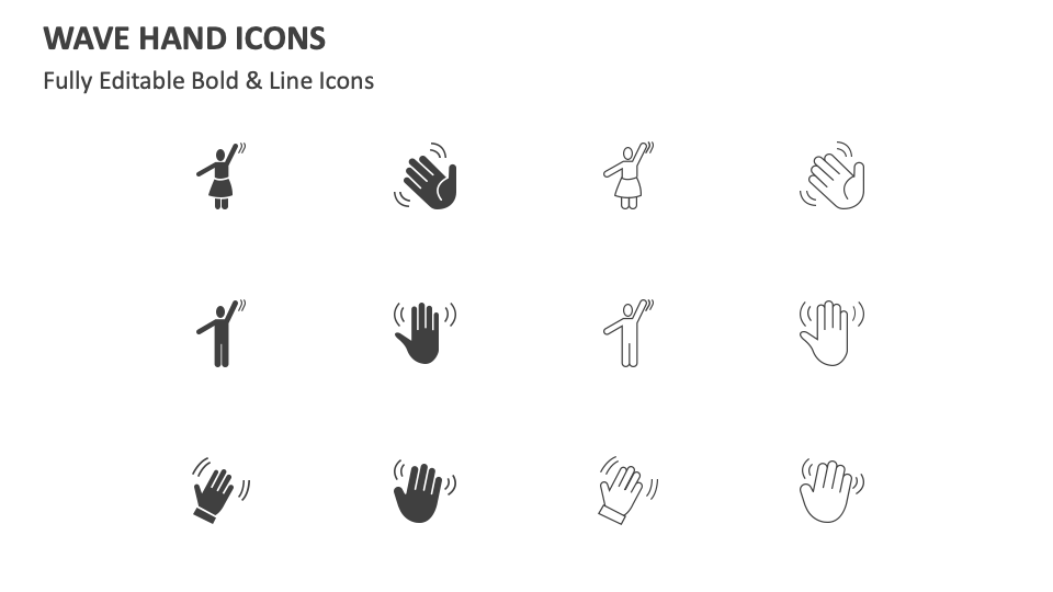 Wave Hand Icons for Google Slides and PowerPoint