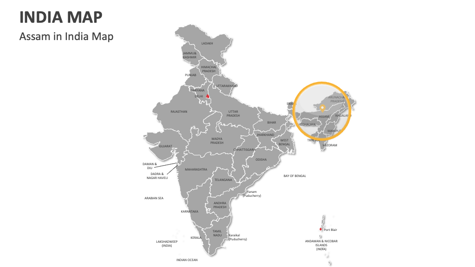 Assam Map for Google Slides and PowerPoint - PPT Slides