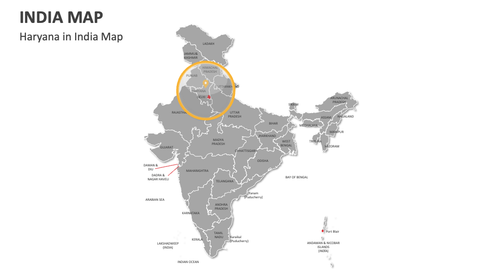 Haryana Map for Google Slides and PowerPoint - PPT Slides