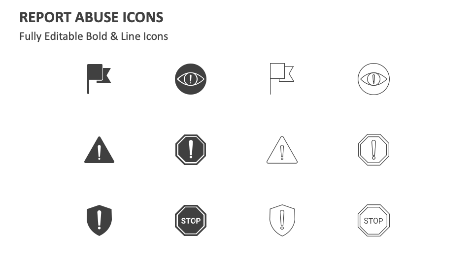 Report Abuse Icons for PowerPoint and Google Slides - PPT Slides