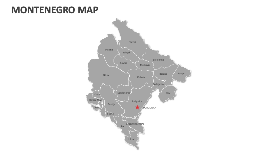 Montenegro Map for Google Slides and PowerPoint - PPT Slides