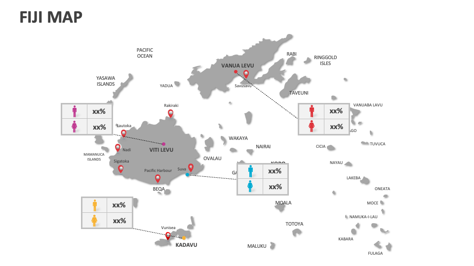 Fiji map for Google Slides and PowerPoint - PPT Slides