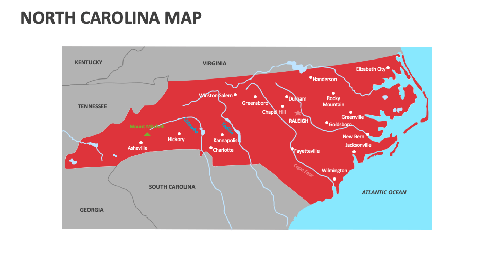 North Carolina Map for Google Slides and PowerPoint - PPT Slides