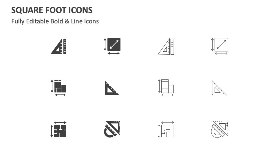 Square Foot Icons for PowerPoint and Google Slides - PPT Slides